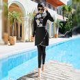 thumbnail image 6 of IBTOM CASTLE Muslim Swimsuits for Women Modest Islamic Arabic Swimwear Burkini Full Cover Hijab Top Pants Swimming Cap Bathing Suits M Black Floral - Skirt Hem, 6 of 8