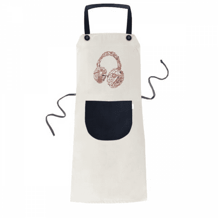 

Illustration Music Headset Pattern Apron Adjustable Bib Cotton Linen BBQ Kitchen Pocket Pinafore