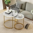 thumbnail image 3 of Nesting Coffee Table Faux White Marble for Small Place 24 in 2 Sets High Side End Sofa Table Nightstand Modern Furniture Living Room Cabin Bed Room Dining RoomGarden 4 You (White Marble), 3 of 8