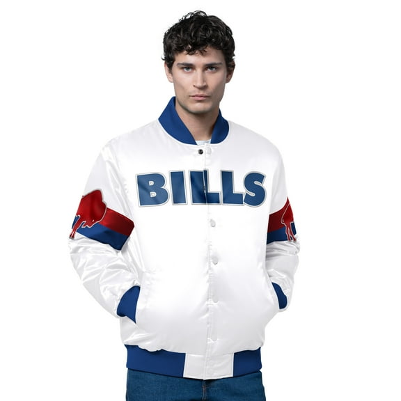 Men's Starter White Buffalo Bills Triple Option Satin Varsity Full-Snap Jacket