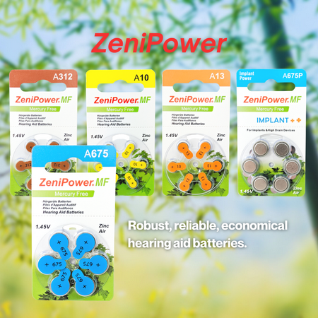 ZeniPower Mercury Free Hearing Aid Batteries Size 675 (180 Batteries)