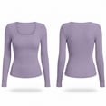thumbnail image 3 of Vrorvz Ribbed Knit Shirt for Women Long Sleeve Square Neck Shirts Fall Winter Outfit Casual Stretchy Clothes, 3 of 5