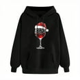 thumbnail image 2 of Otvok Women Casual Daily Sweatshirt Christmas Wine Glass Print Hooded Long Sleeve Drawstring Pocket Top, 2 of 5