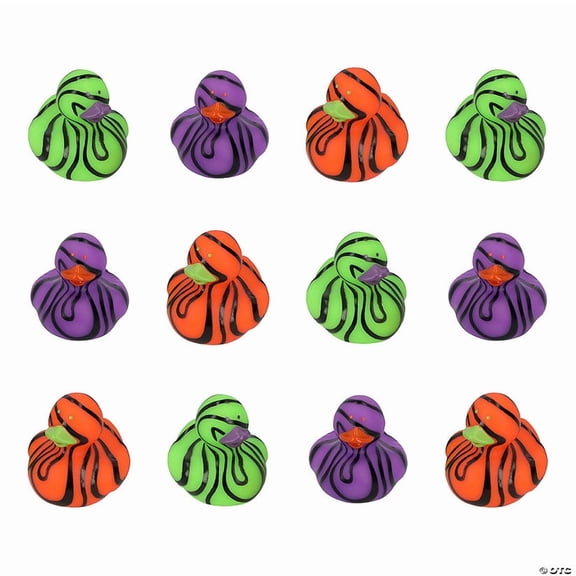 2" Bright Color Halloween Swirl Rubber Ducks – 12 Pieces