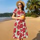 thumbnail image 4 of Balery Rose Flowers Vestidos sueltos de manga corta para mujer, vestidos de verano 2025, vestidos casuales de corte A con vuelo., 4 of 6