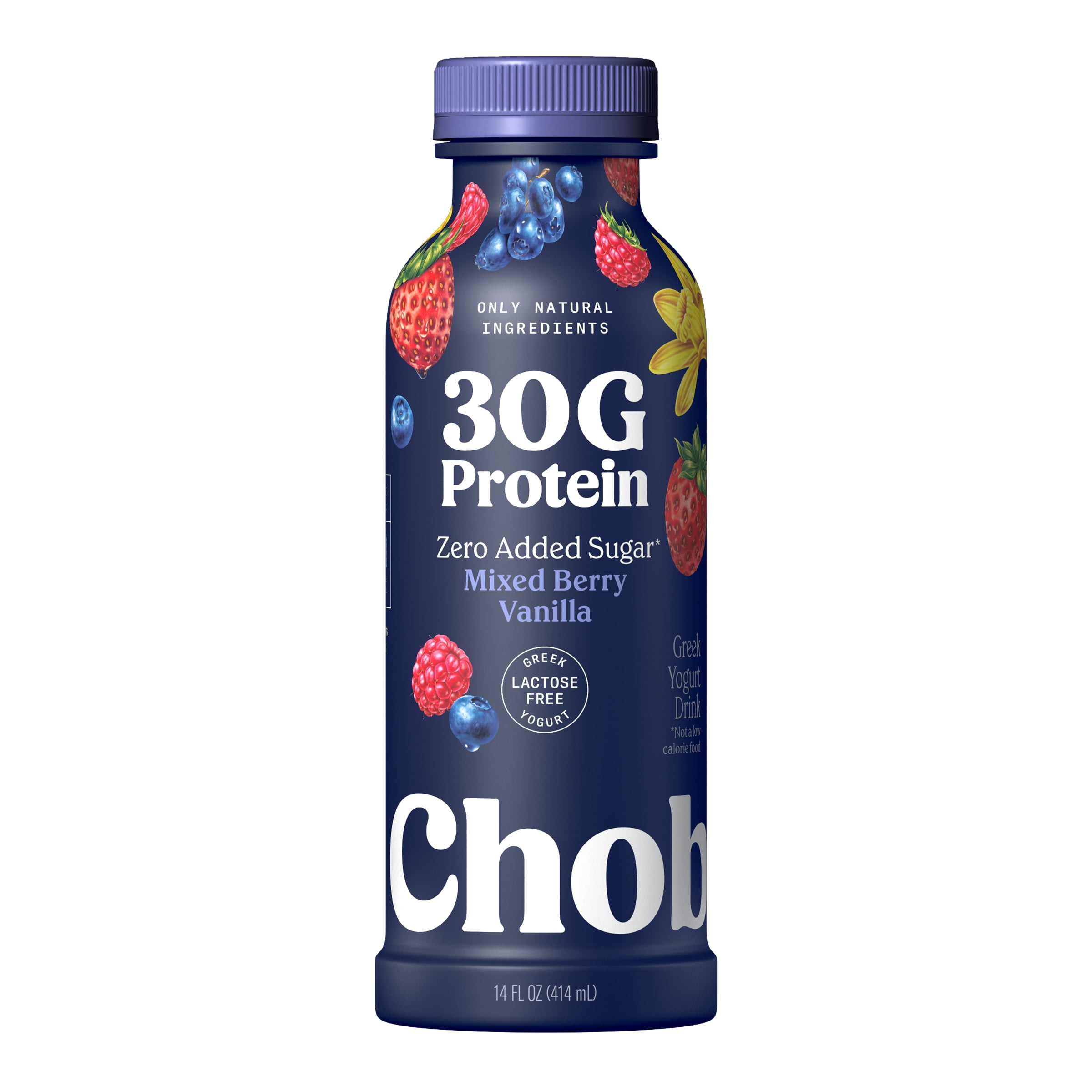 Chobani 30G Protein Low-Fat Greek Yogurt Drink, Mixed Berry Vanilla, 14 fl oz Bottle, Liquid Form