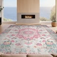 thumbnail image 2 of Design&I 5'x7' Washable Area Rug Vintage Floral Distressed Symmetrical Petal Design Decorative for Small Living Room, Bedroom, Sleek Flatweave Pet Friendly & Non-Slip, 2 of 7