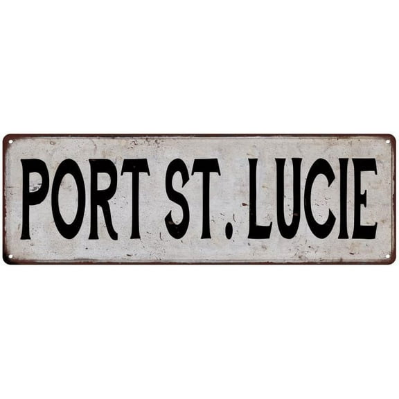 PORT ST. LUCIE Vintage Look Rustic Metal 8x24 Sign City State 108240041381