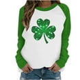 thumbnail image 4 of Kilaqueen Sweatshirt for Women St Patricks Day Shamrock Raglan Long Sleeve Crew Neck Pullover Tops, 4 of 5