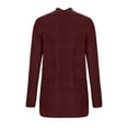 thumbnail image 4 of Wyobmus Womens Long Cardigan Sweaters Plus Size Knit Cardigan Solid Loose Long Sleeves Cable Knit Blouse Cardigan Coat Burgundy, 4 of 6