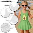 thumbnail image 6 of Xixirimido Green Avocado Print Girls Swimsuit Sleeveless One Piece Skirted Swimwear Modest Hawaiian Bathing Suit for Beach Water Park Kids Swim Dress, 6-7 Years, 6 of 7