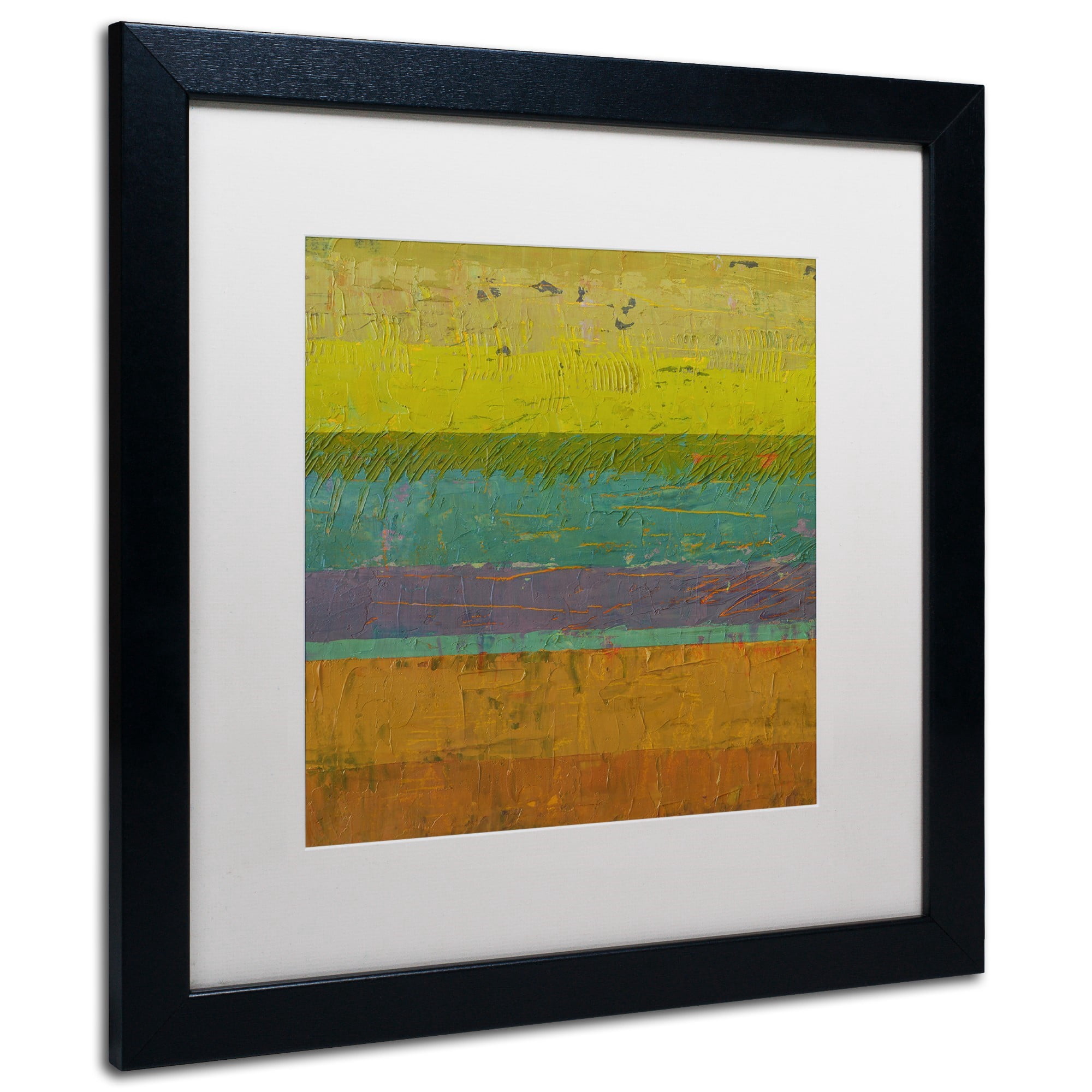 Trademark Fine Art "Chartreuse Line" Canvas Art by Michelle Calkins, White Matte, Black Frame