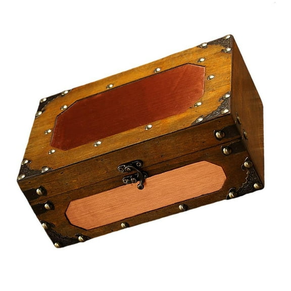 Vintage Wooden Keepsakes Chest with Lock Mechanism Antique Jewelry Storage Box Lockable Small Accessories Container