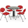 thumbnail image 3 of OFM Core Collection Breakroom Bundle, 36" Round Metal Mesh Base Multi-purpose Table in Gray Nebula, 4 Rico Stacking Chairs in Lemon Yellow (PKG-BRK-021-0010), 3 of 5