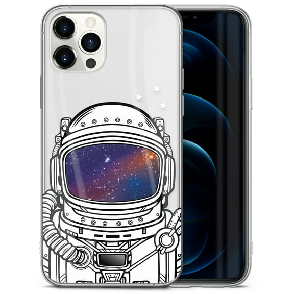 Case Yard iPhone-12/12-Pro Case Clear Soft & Flexible TPU Ultra Low Profile Slim Fit Thin Shockproof Transparent Bumper Protective Cover Drop Protective Cell Phone Cases (Astronaut Helmet)