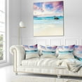 thumbnail image 3 of Designart Exotic Seashore Sunset Over Blue Sea - Seascape Throw Pillow - 18x18, 3 of 5