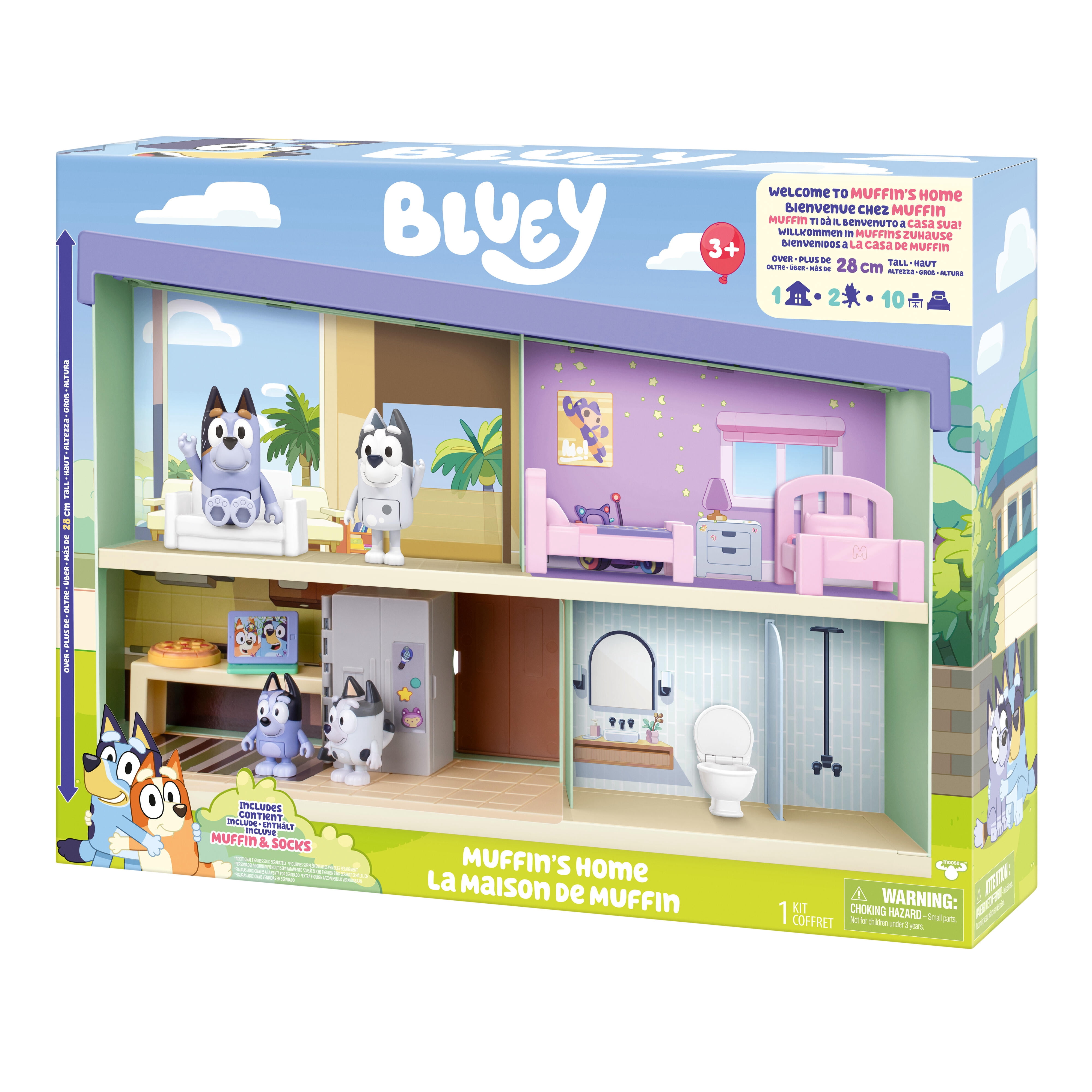 Bluey Muffin’s Home Playset with Over 11 inches Tall and 10 Accessories Including Exclusive Muffin and Socks Figures Ages 3+