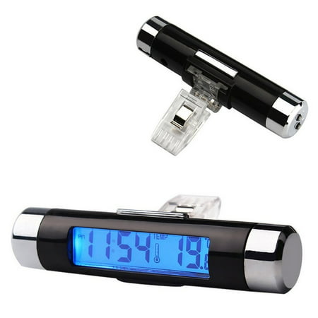 Car Auto LCD Display 2 In 1 Mini Car Digital Clock Thermometer Time Monitor Portable Electronic Clip-On LED