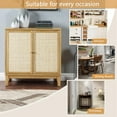 thumbnail image 6 of Versatile Rattan-Edged Hallway Storage Cabinet with Adjustable Shelves, Sturdy Rubber Wood and MDF Construction, Elegant Metal Pulls and Non-Slip Solid Wood Legs for Home Organization (B), 6 of 9