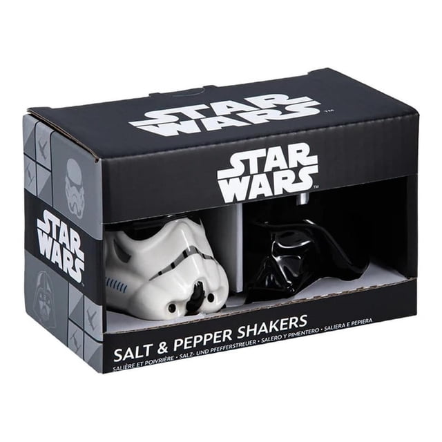 Juego de Salero y Pimentero Star Wars Disney Blanco y Negro con Stormtrooper y Darth Vader para Deco