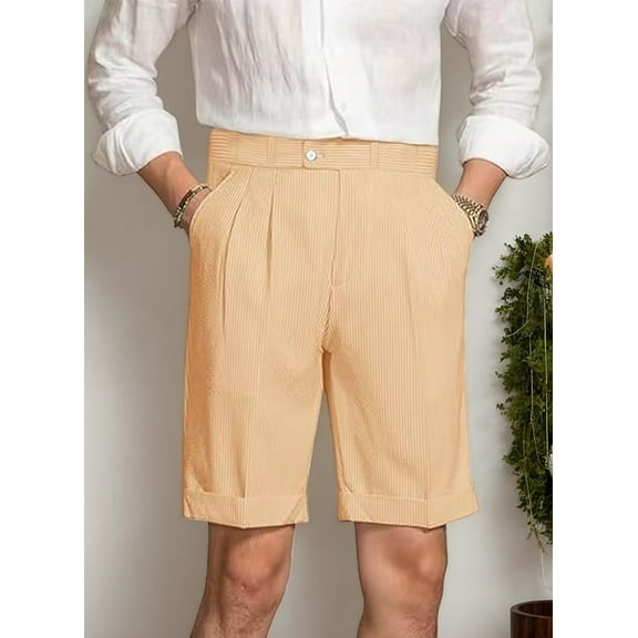 Lycody Summer Seersucker Mens Shorts Striped Slim Fit Flat Front Walk Chino Short Pants for Sandbeach Wedding Casual wear