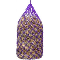 Kwik Pets Heavy Duty Hay Bags for Horses, Goats, Cows, Donkeys, Made from Durable Nylon Rope, 42" Hay Bag Size & 1.75" Slow Feeding Holes, Hay Nets for Horses with 6 Months Warranty. Purple Color
