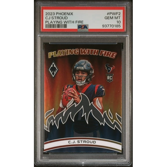 Graded 2023 Panini Phoenix CJ Stroud #PWF2 Playing With Fire Rookie RC Football Card PSA 10 Gem Mint