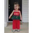 thumbnail image 3 of Toddler Baby Girl Halloween Christmas Outfit Smocked Spaghetti Strap Tank Top Wide Leg Pants Set, 3 of 9