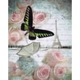 thumbnail image 2 of Frank, Assaf 12x14 Gold Ornate Wood Framed with Double Matting Museum Art Print Titled - Eiffel tower with butterfly and roses overlay, 2 of 4
