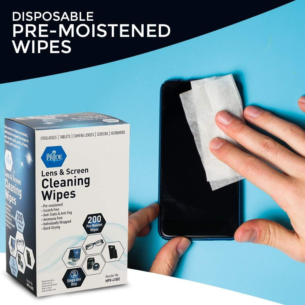 Pre-Moistened Lens Wipes ALIBEISS Screen Wipes for Glasses, Camera,Tablets,  Smartphone, Screens and Other Delicate Surfaces,Pack of 100