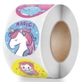 thumbnail image 2 of Autocollants de Récompense pour Enfants 1 Po 500 Pcs par Rouleau Design de Dessin Animé Unicorn Facile à Transporter Fournitures d'Autocollants d'Incitation pour Enseignants et Mamans, 2 of 4