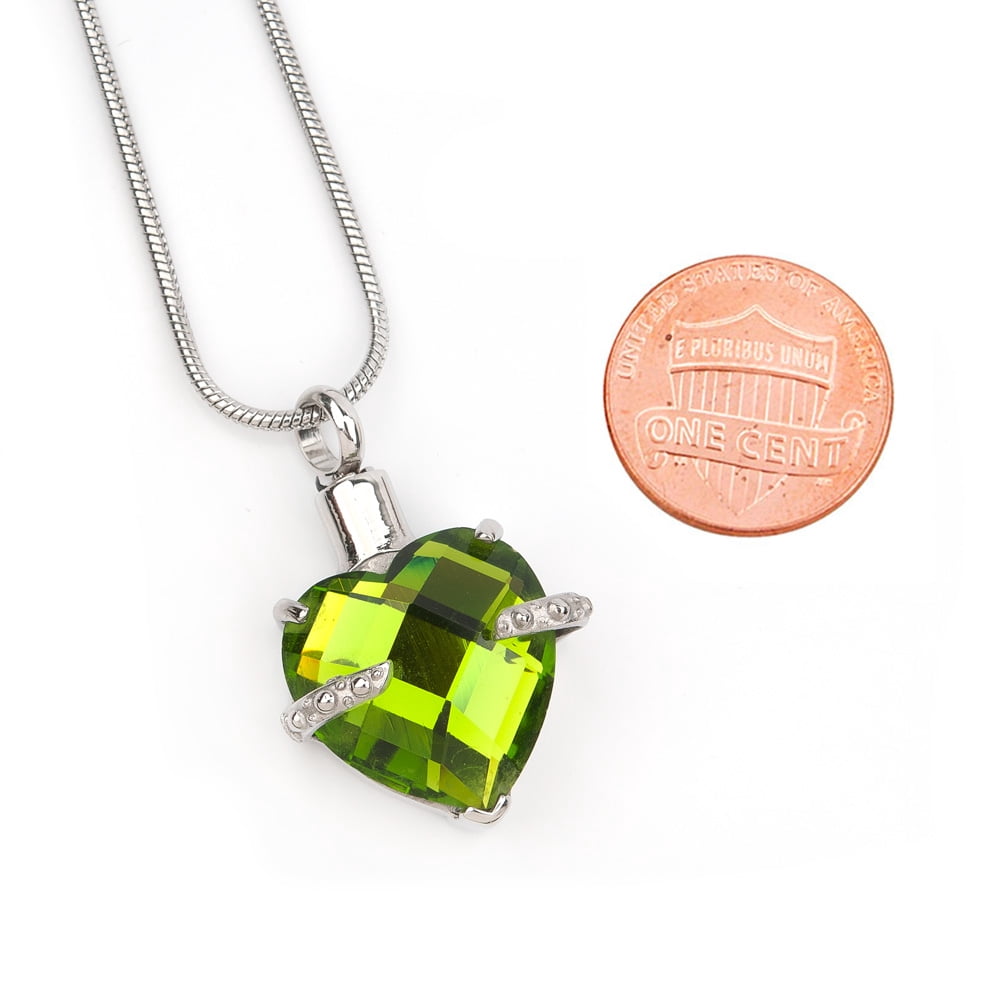 Cremation Urn Necklace For Human Ashes August Birthstone Crystal Heart Keepsake Ashes Memorial Jewelry With Velvet Jewelry Box