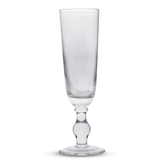 Retro Clear Textured Footed Flute Glasses 7.8 Ounces, Set of 4
