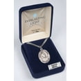 thumbnail image 5 of Mens Oval Sterling Silver Saint Gregory the Great Medal Pendant on 24" Rhodium Plated Heavy Curb Brass Chain w/ Lobster Claw Clasp, Catholic Religious Necklace -Made in USA-Velvet Gift Box, 5 of 6
