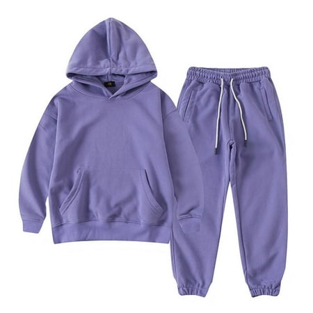 

2pcs/set Kids Hoodies Sweatpants Set Boys Girls Long Sleeve Casual Sweatshirt Hooded Pullovers with Pocket Activewear