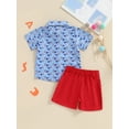 thumbnail image 3 of FEORJGP 4th of July Clothes for Baby Boys 6M 12M 18M 2T 3T 4T Kids Gentleman Set Short Sleeve Sunglass Print Shirt Button Down Tops with Bow Tie and Sler Fashion Casual Formal Summer Outfits, 3 of 8