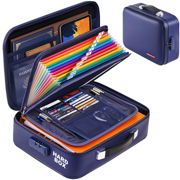 Caja Ignífuga para Documentos SMARTAKE Estuche Resistente Impermeable Azul
