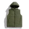 thumbnail image 6 of Zedker Men's Hooded Puffer Vest Winter Thermal Full Zip Sleeveless Down Jacket Causal Solid Color Warm Outerwear with Pockets Green XXL, 6 of 7