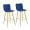 Blue, variant on Homylin Modern Counter Height Bar Stools Set of 2, 30" Upholstered Bar Chairs Dining Stool with Backs, Golden Legs and Footrest for Home Bar Kitchen Island