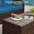 thumbnail image 5 of Mvpipi Outdoor Patio Furniture Set with Swivel Chairs and Ottoman, 6 Pieces All-Weather Wicker Patio Conversation Sets with Sofa and Coffee Table for Backyard, Porch, Balcony, Peacock Blue, 5 of 9