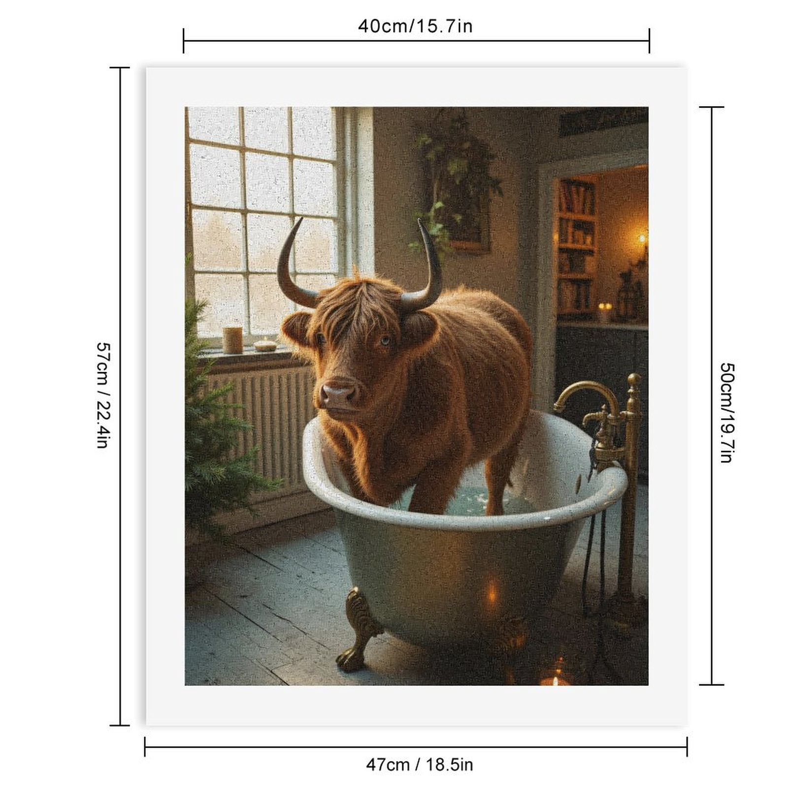 Paint By Numbers Kit for Adults Beginner - Bathing Cow Indoors With Candles DIY Canvas Painting Kits for Adults, Frameless Paint By Number for Adults for Home Wall Decor 16x20 Inch