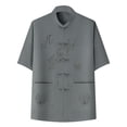 thumbnail image 2 of Blusa y camisa de manga corta con cuello alto para hombre, cómoda, lisa, de poliéster, informal, de manga corta y cuello alto., 2 of 7