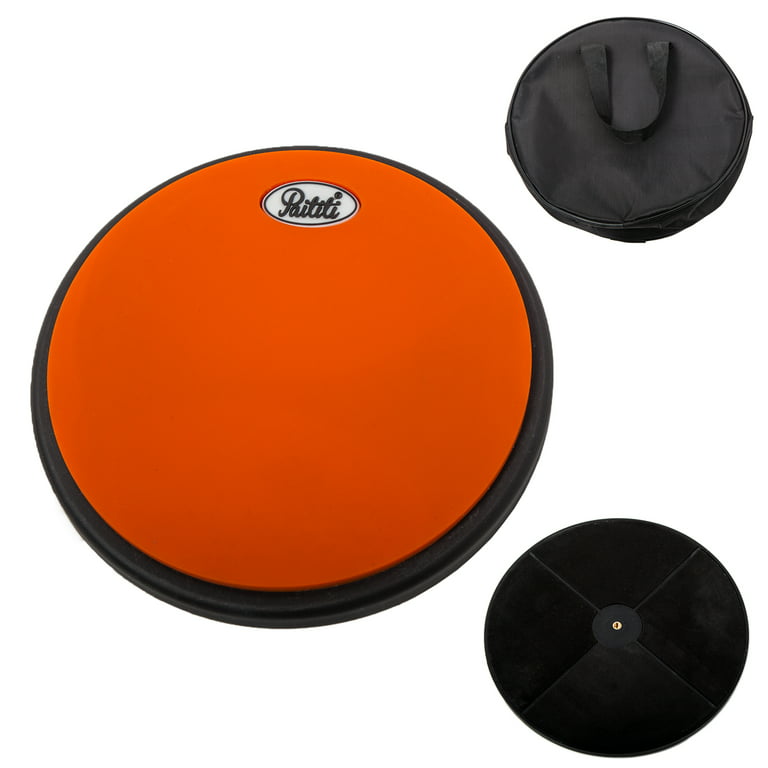 PAITITI 8 Inch Silent Portable Practice Drum Pad Round Shape with Carrying  Bag Orange Color - Bonus 5A Drumsticks 