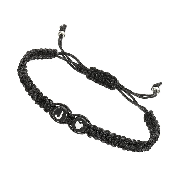 Pulsera Inicial Ajustable de Uxcell Letra del Alfabeto J Pulsera de Cuerda Negra Trenzada Pulsera Inicial para Parejas