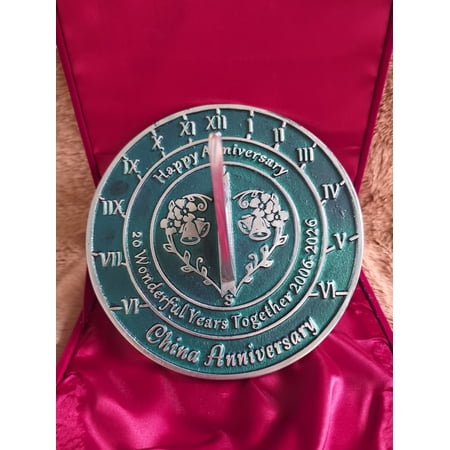 Wedding Anniversary Sundial Gift 20th China Anniversary Present for Husband or Wife Friends Couples Him & Her with Box