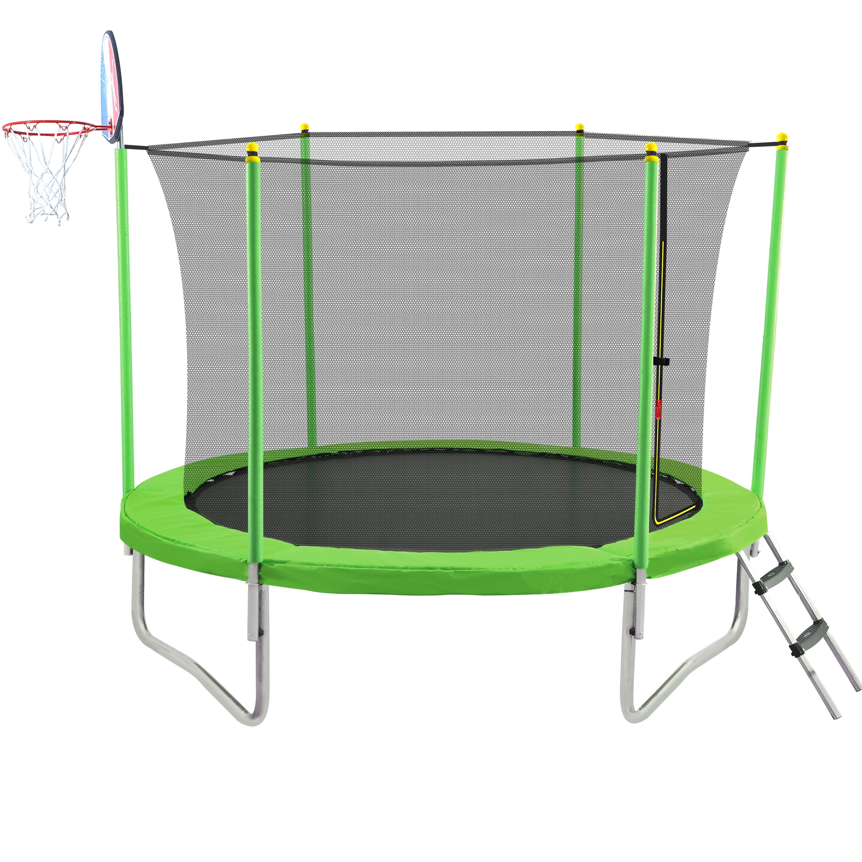 Kinderen dood De layout 10FT Trampoline for Kids with Safety Enclosure Net, Basketball Hoop and  Ladder, Easy Assembly Round Outdoor Recreational Trampoline - Walmart.com