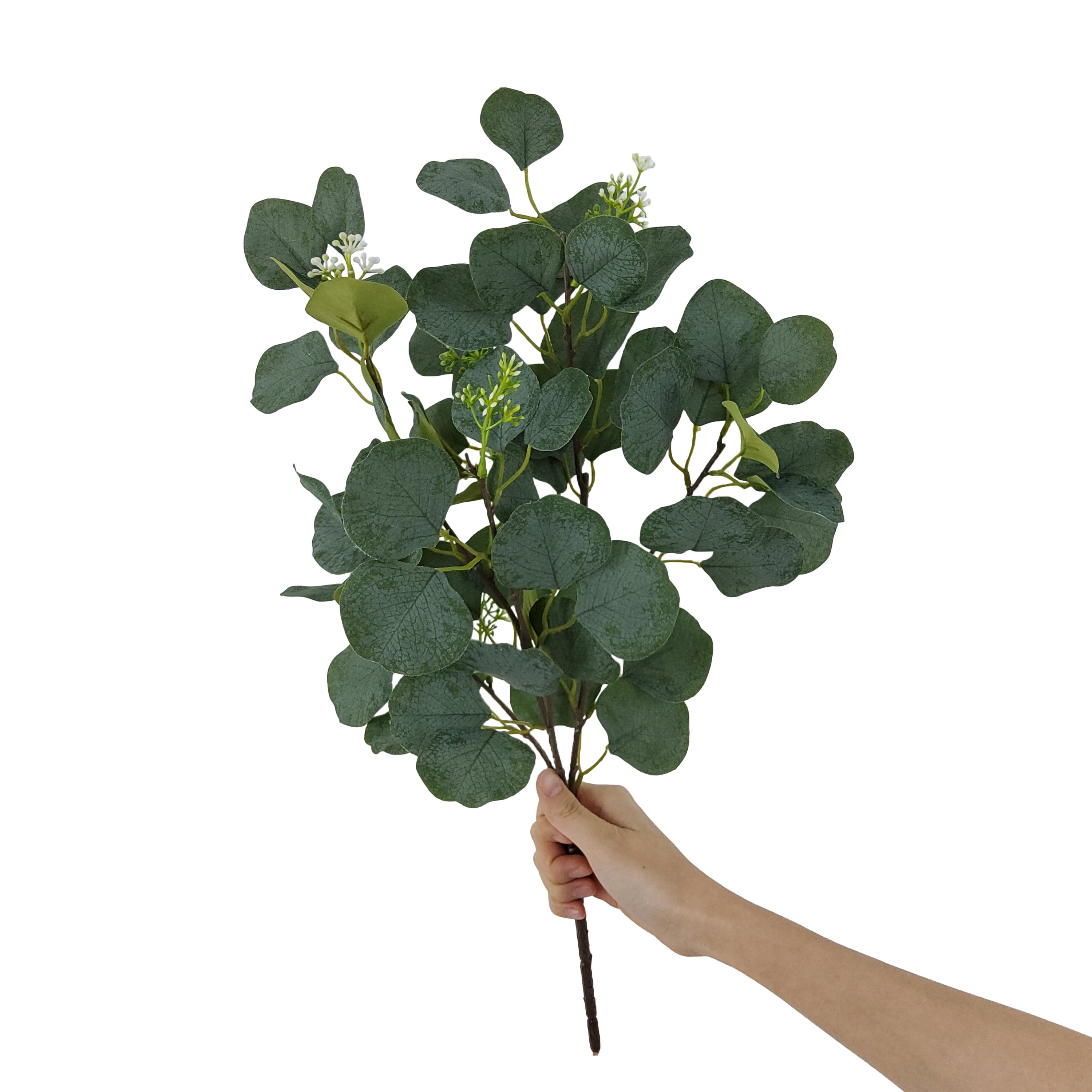 (2 pack) Mainstays 17.5in Indoor Artificial Eucalyptus Bush, Green Color. Weight: 0.11lb. Not in Pot.