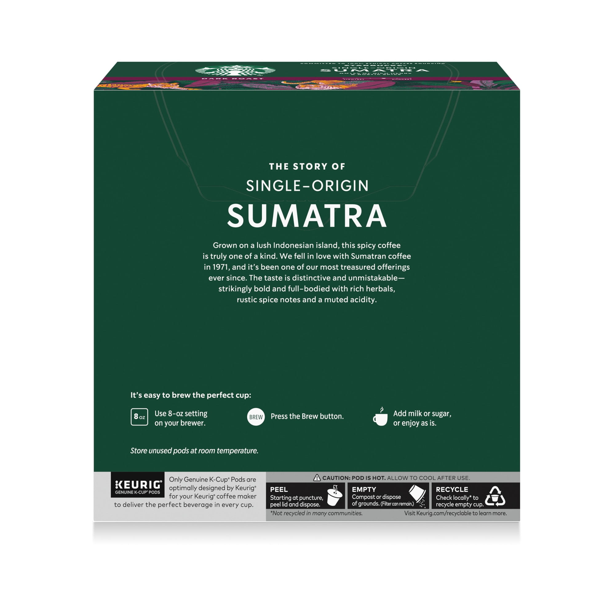 Starbucks Sumatra, Hot or Iced Coffee, Dark Roast K-Cup Coffee Pods, 32 Count​