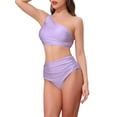 thumbnail image 4 of INSPIRE CHIC Women's One Shoulder Elegant Bikini Sets, 2 Piece Push Up Top Tummy Control Bottom Swimwear Bathing Suits Large Light Purple, 4 of 5