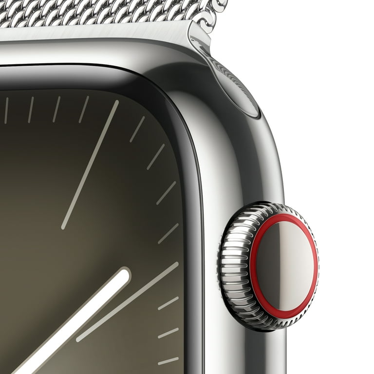 Loop Milanese Silver Steel Silver 45mm Cellular Stainless Apple Series + with 9 GPS Case Watch